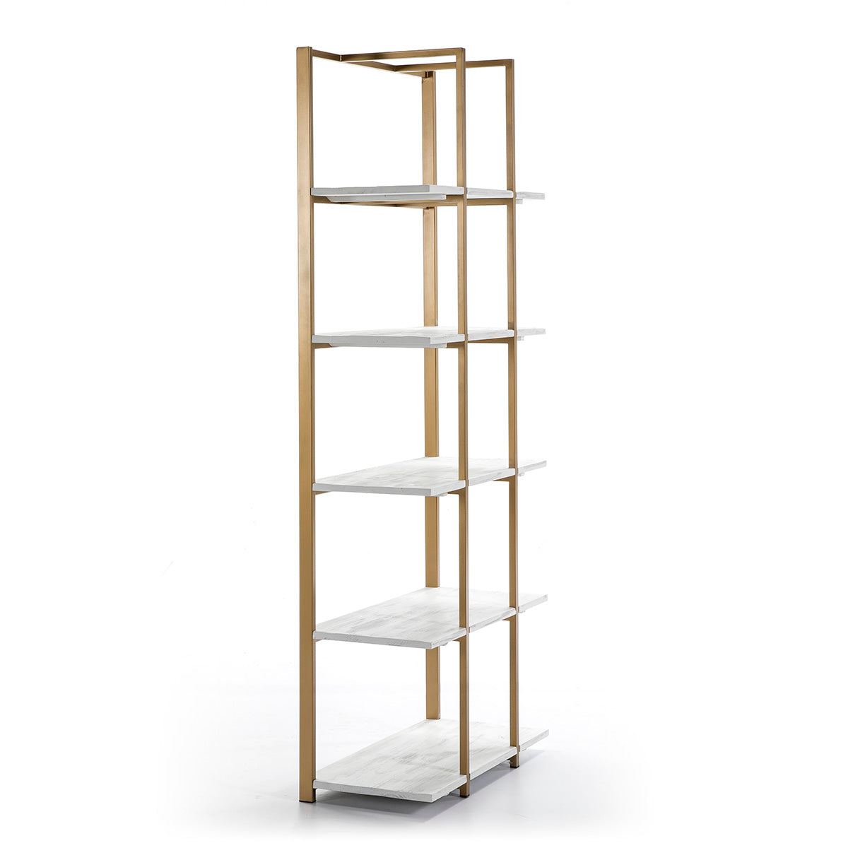 Etajera din Lemn Alb Metal Auriu Thai Natura