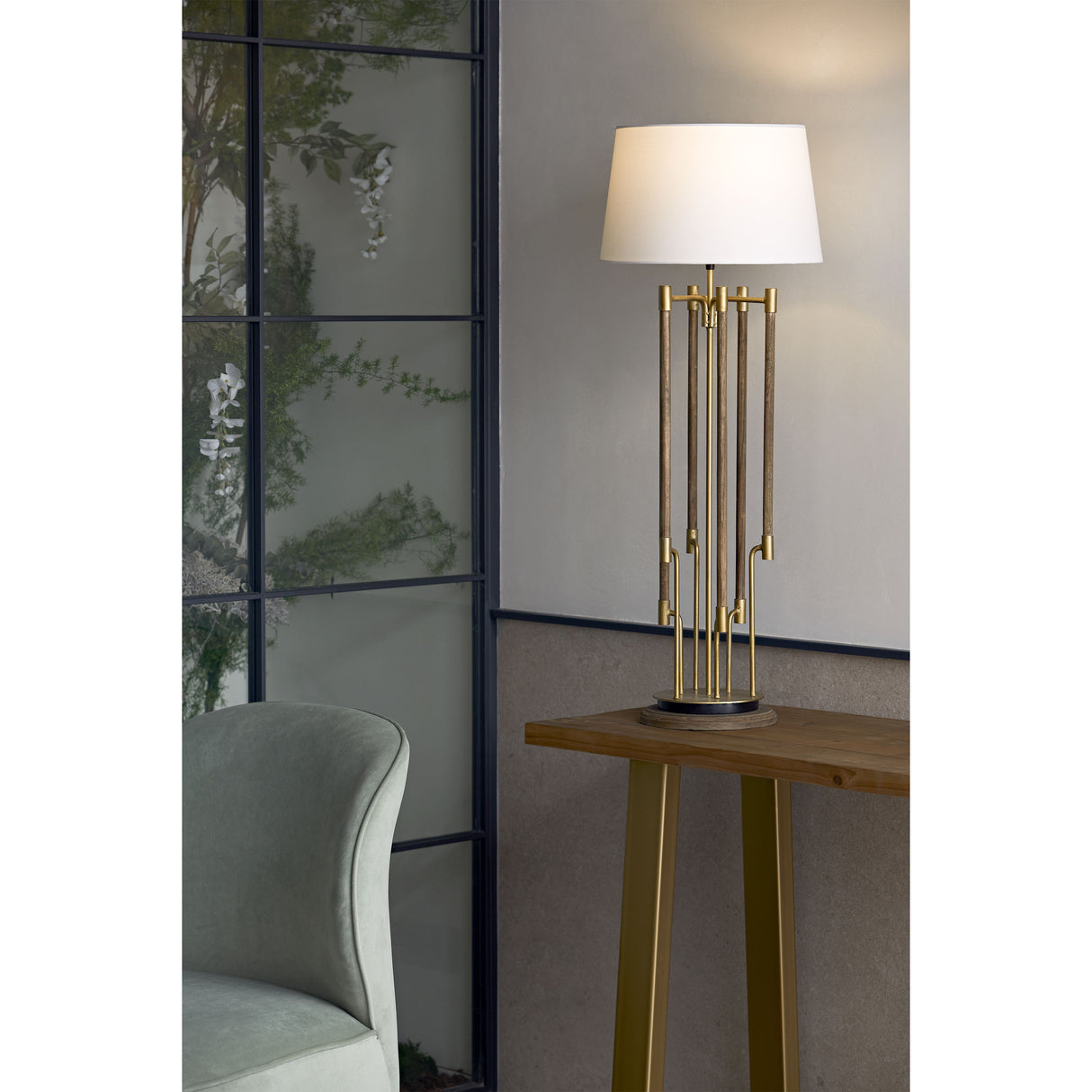 Consola din Lemn Natural Metal Auriu Thai Natura