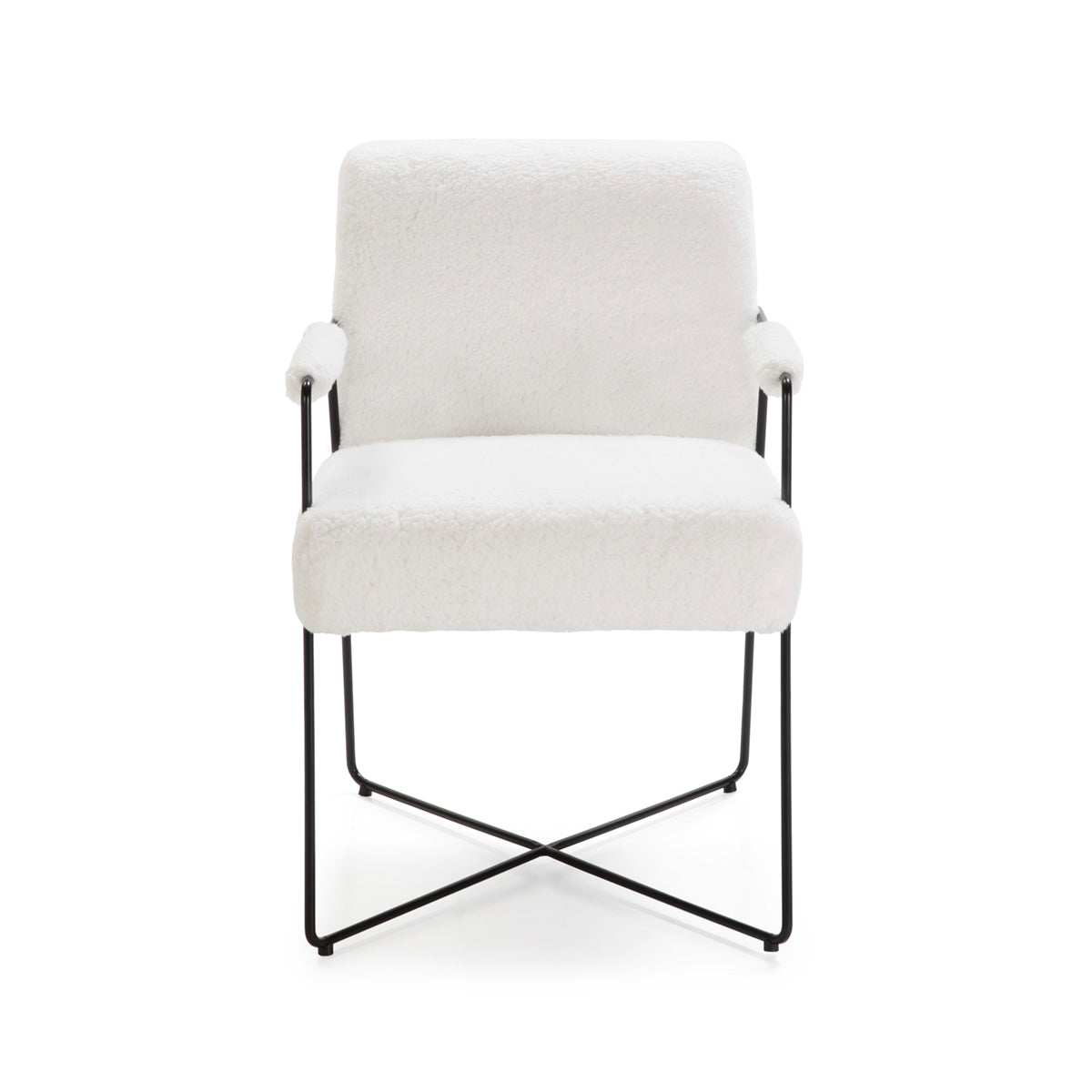 Fotoliu Modern Metal Negru Lana Alb Thai Natura