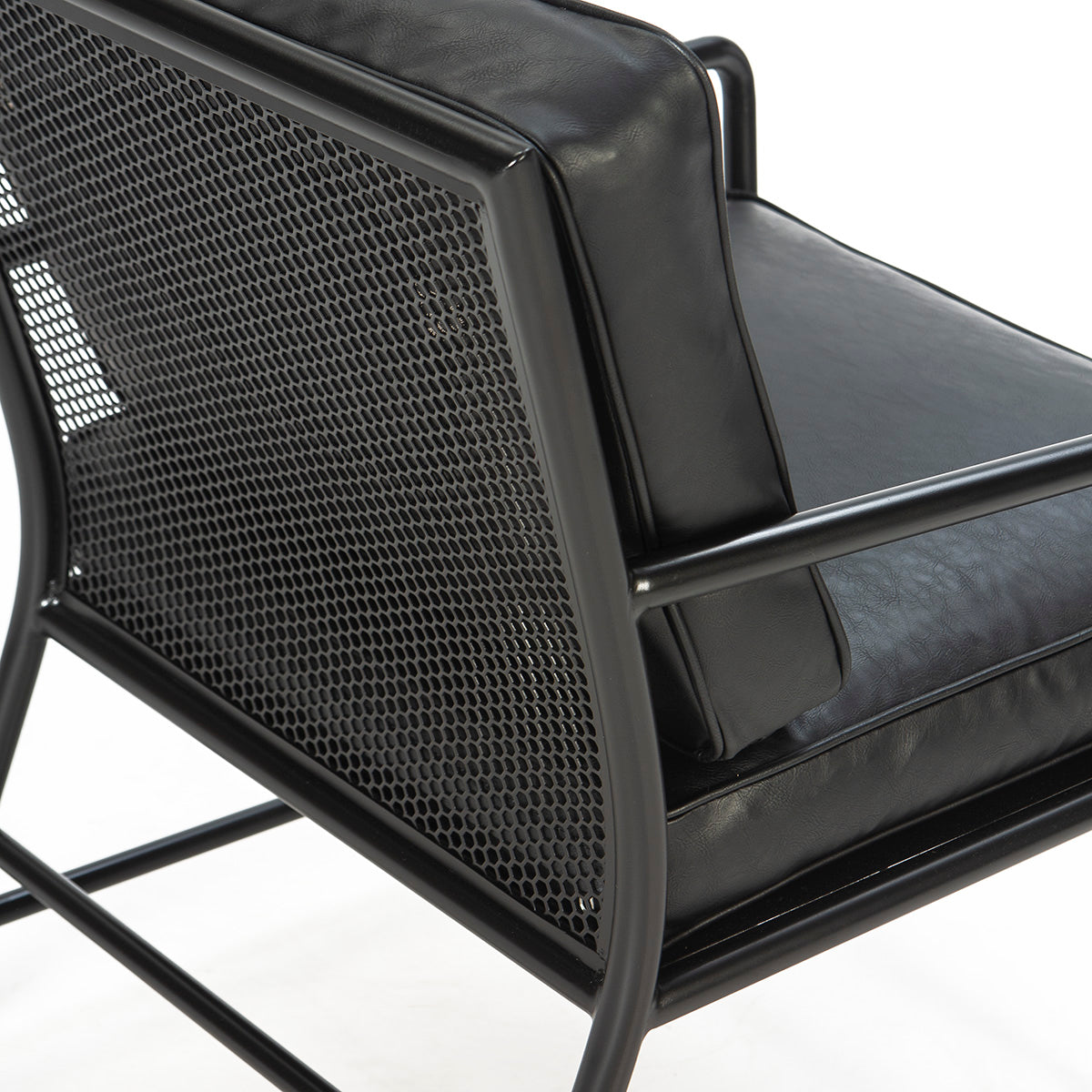 Fotoliu Modern din Metal Piele Ecologica Gri Inchis Thai Natura