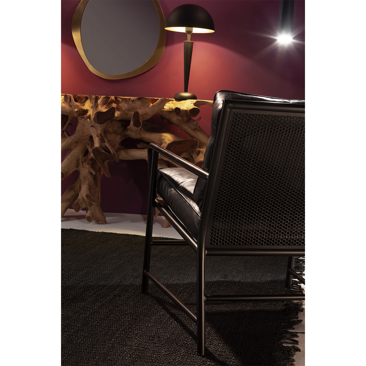 Fotoliu Modern din Metal Piele Ecologica Gri Inchis Thai Natura