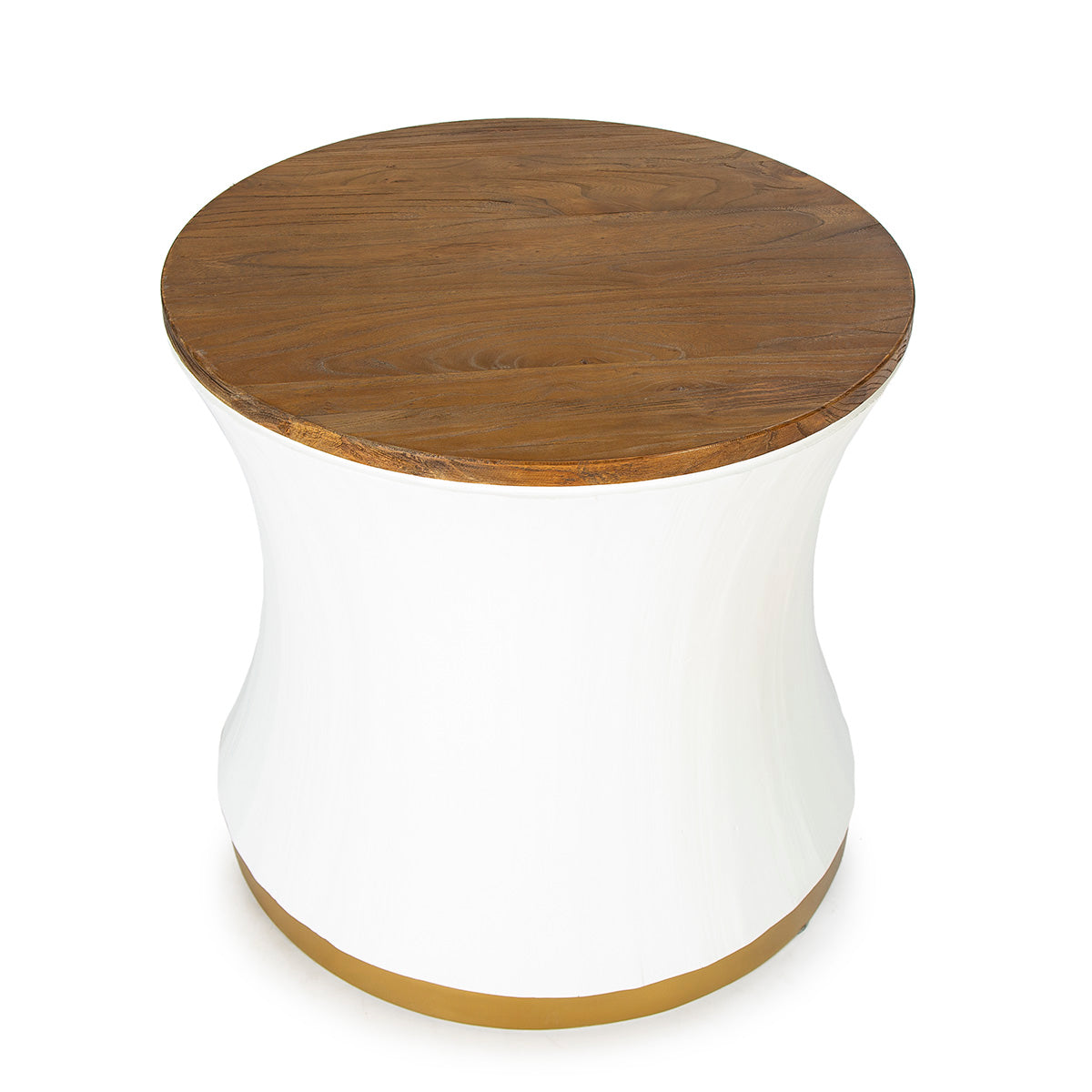 Masa Laterala din Lemn Natural Metal Auriu Thai Natura