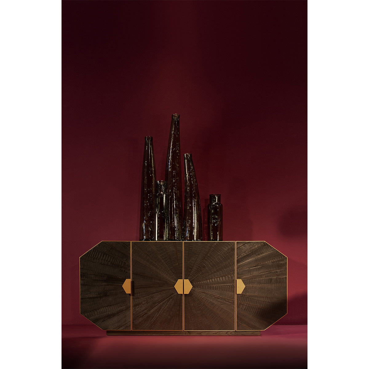 Comoda din Lemn cu Picioare din Metal Auriu Thai Natura