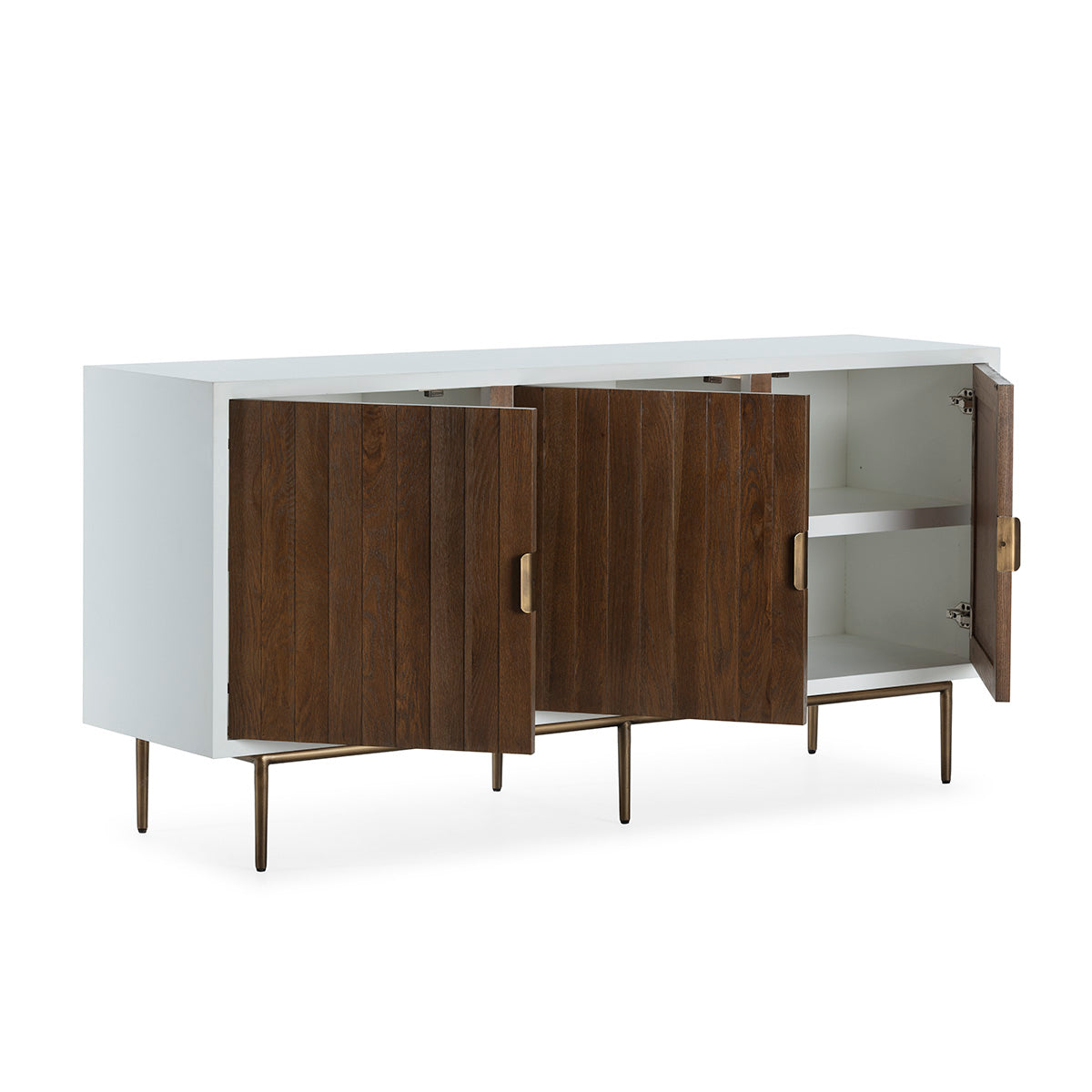 Comoda din Lemn de Ulm Metal Alb Natural Auriu Thai Natura