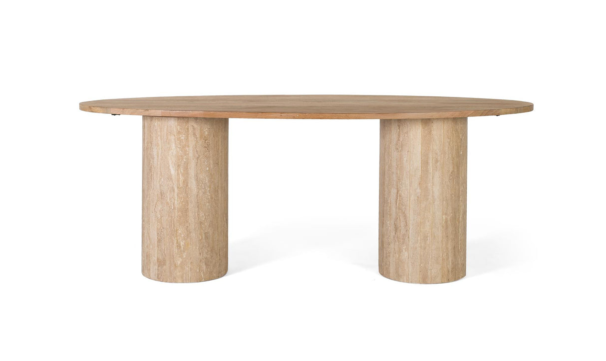 Masa Ovala de Dining Lucia din Lemn de Mango si Marmura Giner y Colomer