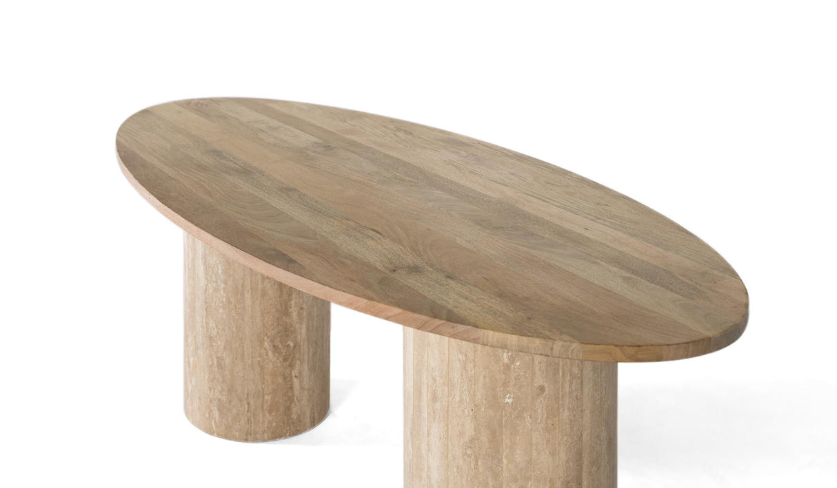 Masa Ovala de Dining Lucia din Lemn de Mango si Marmura Giner y Colomer