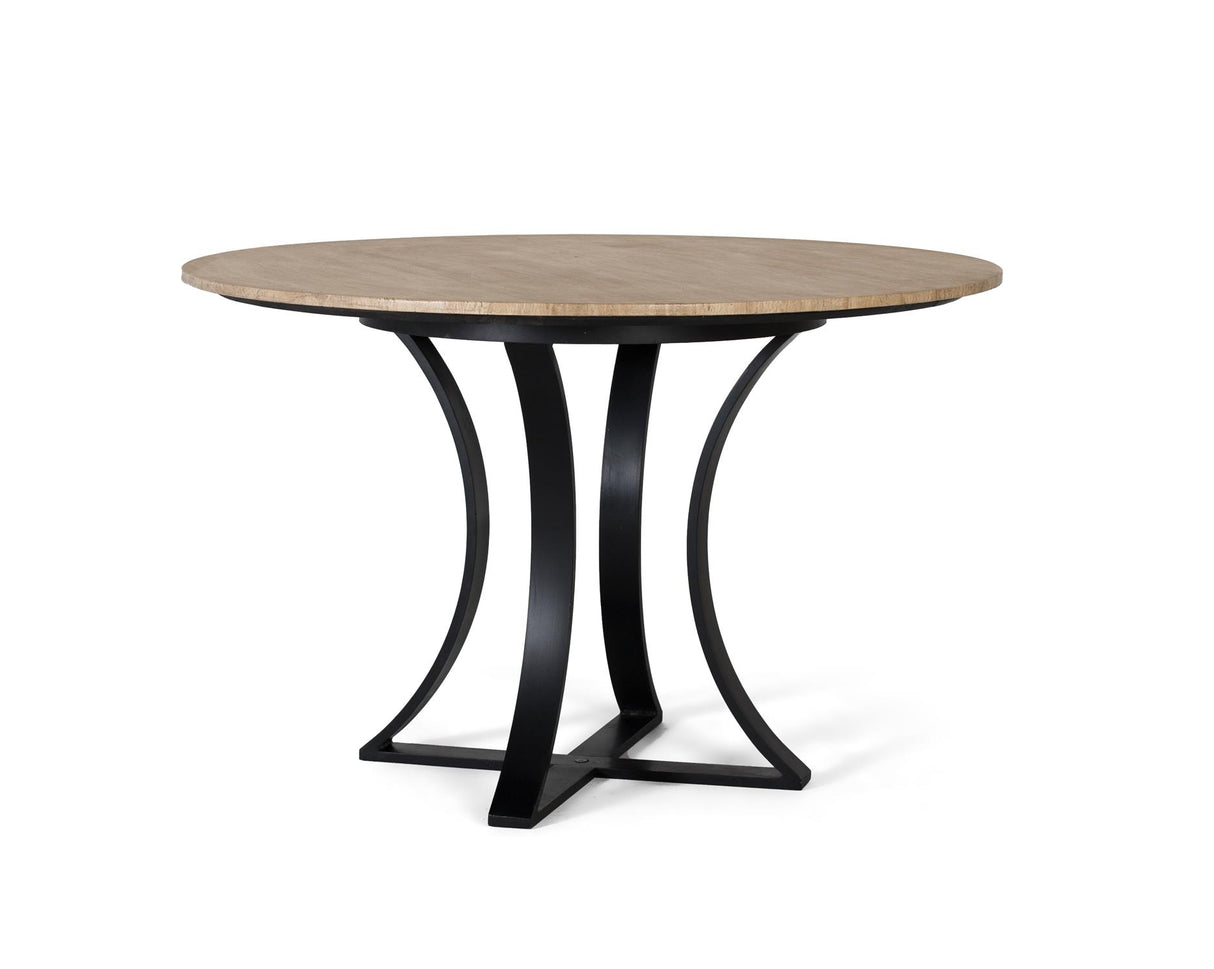 Masa de Dining Trestavere din Marmura Travertin si Metal Giner y Colomer