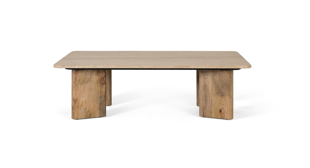 Masa de Cafea din Marmura Travertin si Lemn de Mango Giner y Colomer