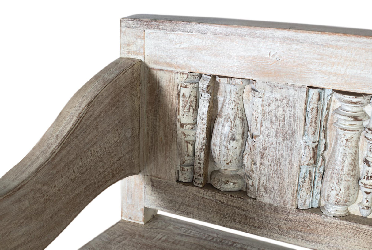 Banca din Lemn de Mango Recuperat cu Inaltimea Sezutului de 53cm si Spatarului de 49cm Giner y Colomer