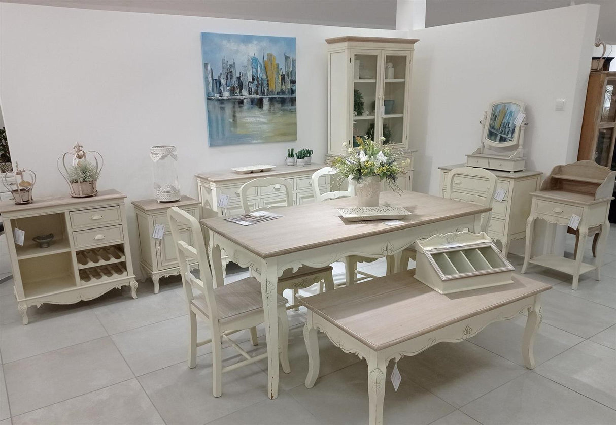 Comoda Provensala Crem cu Blat Maro si Manere Scoica Livin Hill