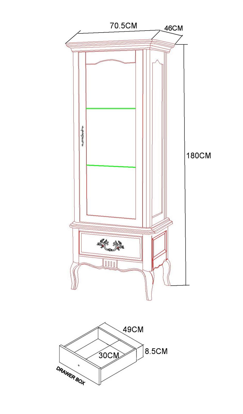 Vitrina din Lemn cu Picioare Sculptate si Manere Metalice Livin Hill