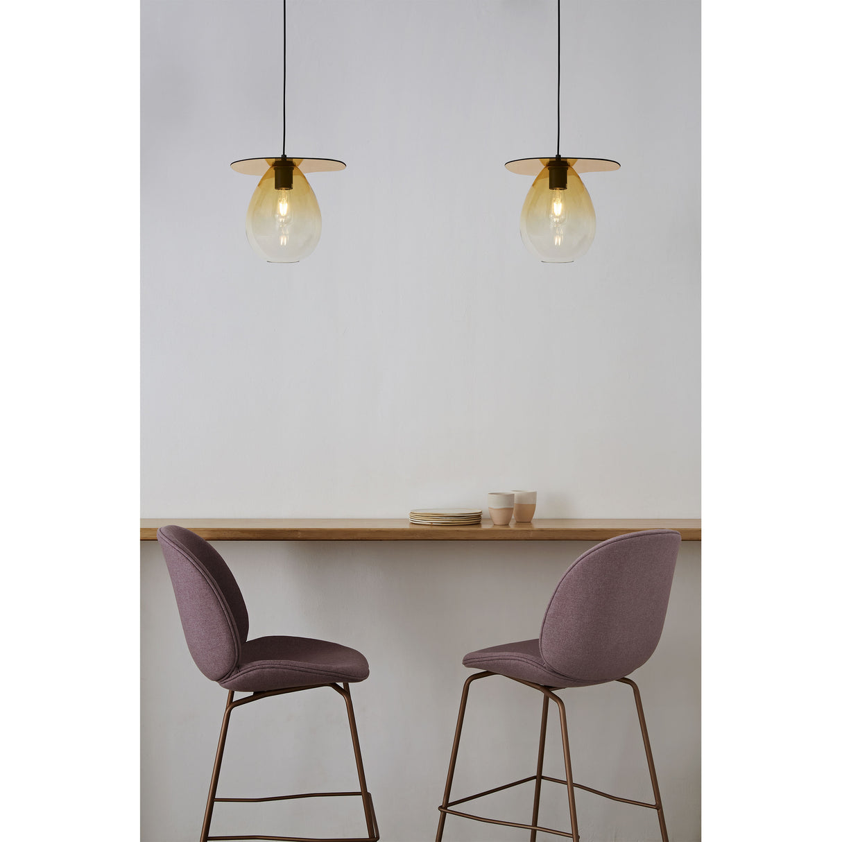 Lustra din Metal Sticla Chihlimbar Thai Natura