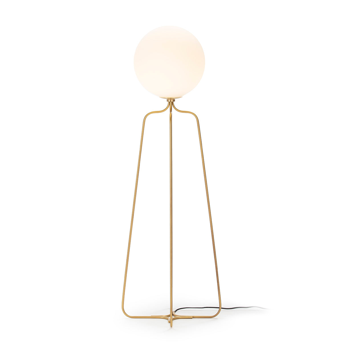 Lampa de Podea din Metal Auriu Sticla Alba Thai Natura