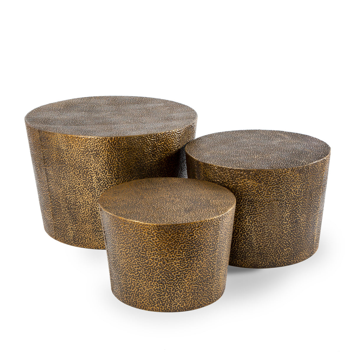 Set de 3 Mese Laterale din Metal cu Finisaj de Alama Thai Natura