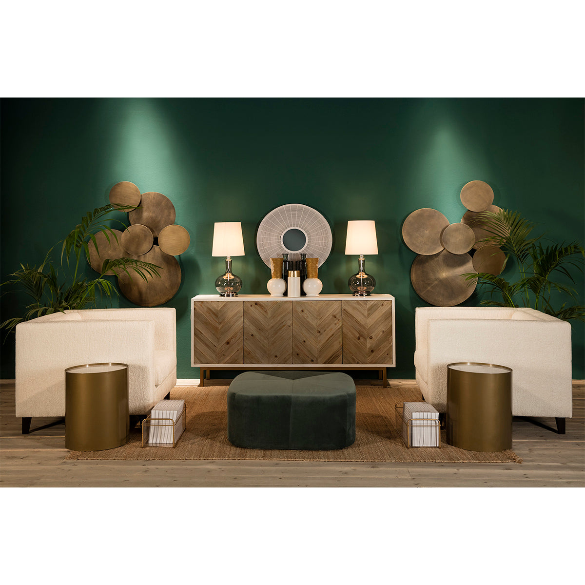 Vas din Ceramica Alba Aurie Modern Thai Natura