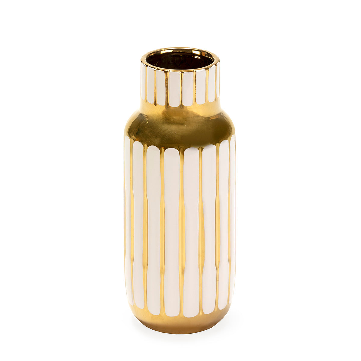 Vas din Ceramica Aurie/Alba 13x13x33 Thai Natura