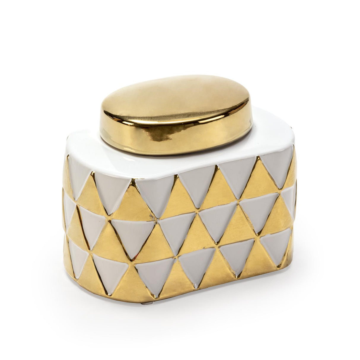 Vaza Ceramica Alba cu Accente Aurii Thai Natura