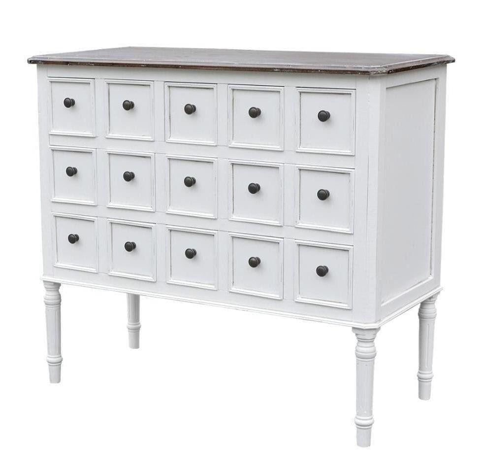 Comoda Provensala Alba cu Blat Inchis si Aspect Invechit Livin Hill