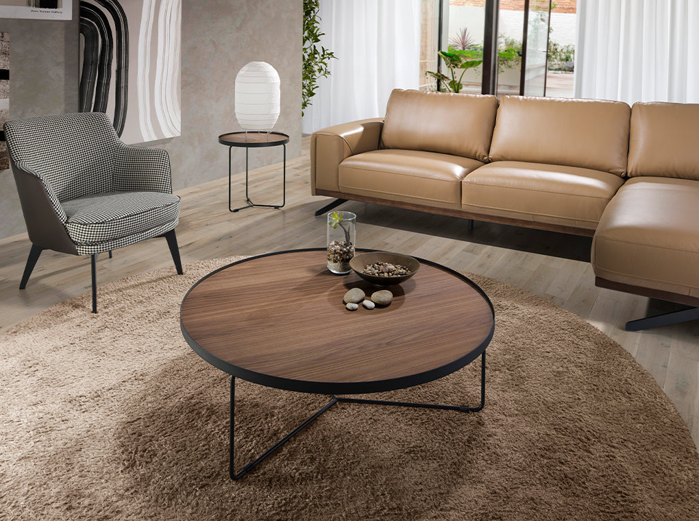 Masa de Cafea din Nuc cu Suport Metalic Angel Cerda