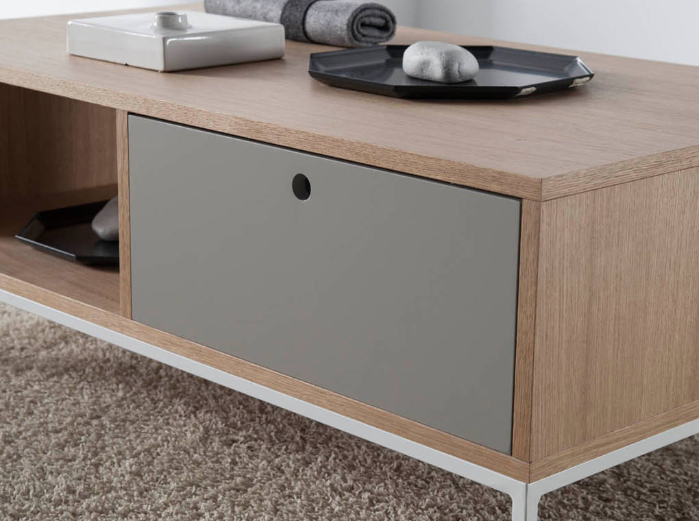 Masa de Cafea din Stejar cu Suport Metalic Angel Cerda