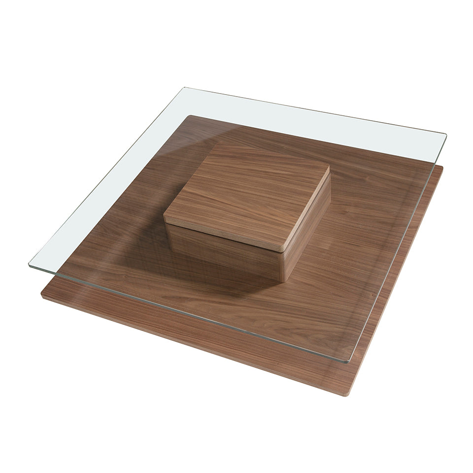 Masa de Cafea din Nuc si Sticla cu Design Patrat Angel Cerda