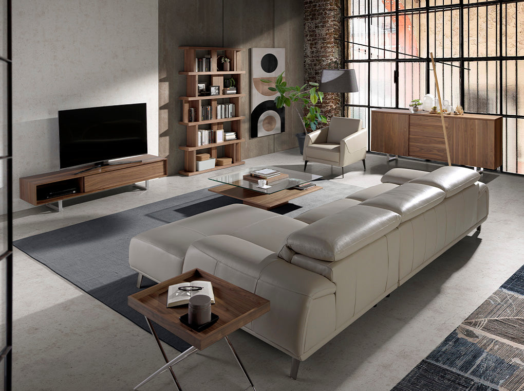 Masa de Cafea din Nuc si Sticla cu Design Patrat Angel Cerda