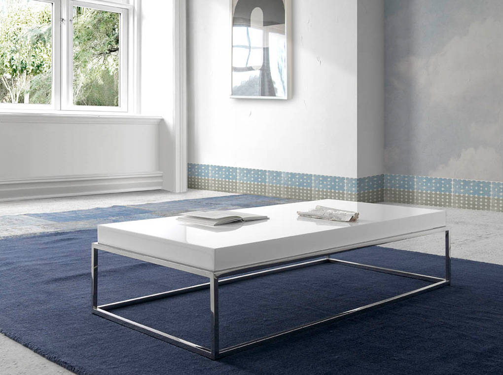 Masa de Cafea din Lemn Alb cu Suport Metalic Angel Cerda