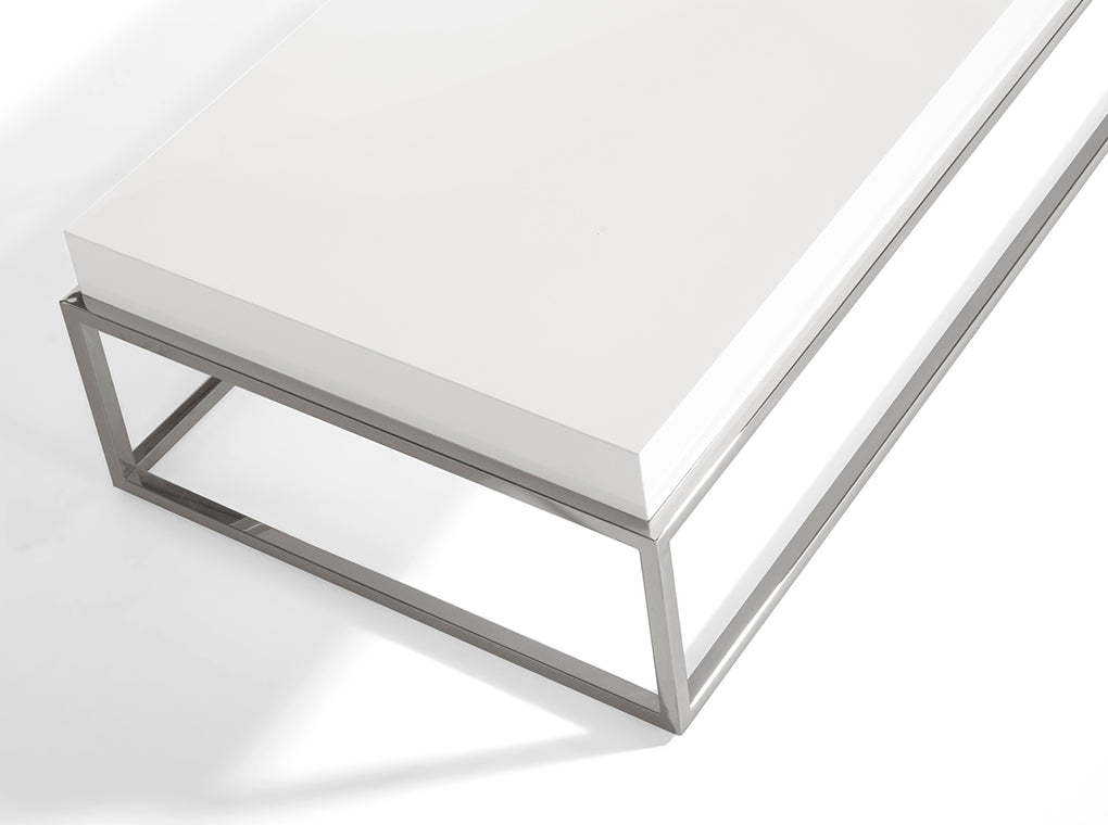 Masa de Cafea din Lemn Alb cu Suport Metalic Angel Cerda