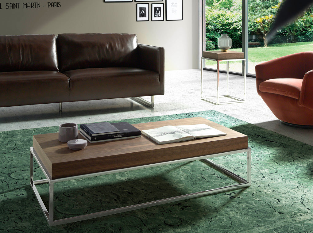 Masa de Cafea din Nuc cu Structura din Otel Inoxidabil Angel Cerda