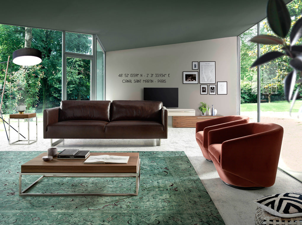 Masa de Cafea din Nuc cu Structura din Otel Inoxidabil Angel Cerda