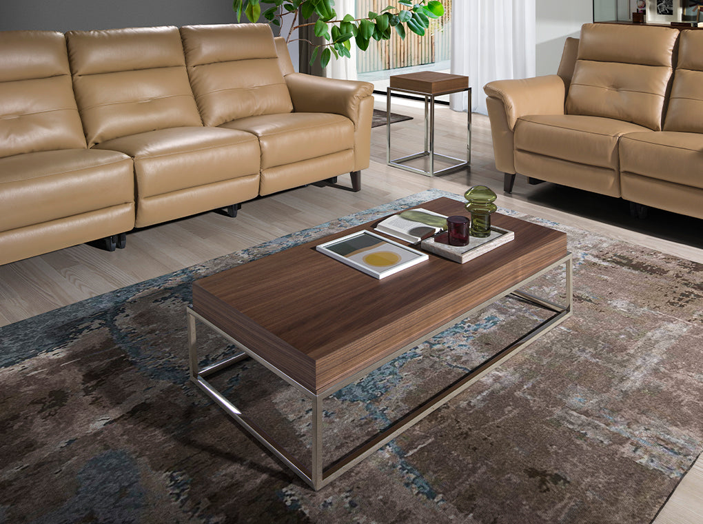 Masa de Cafea din Nuc cu Structura din Otel Inoxidabil Angel Cerda