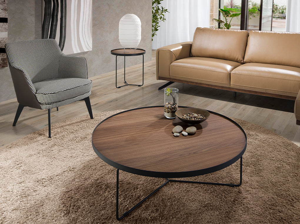 Masa de Cafea din Nuc cu Suport Metalic Angel Cerda