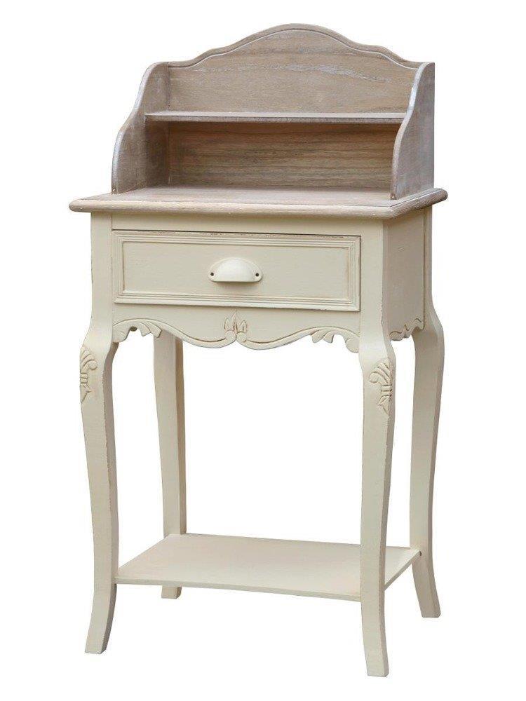 Noptiera Provensala Crem din Lemn si Manere in forma de Scoica Livin Hill