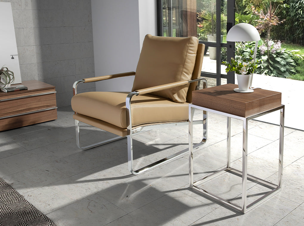 Masa Laterala din Nuc cu Suport Metalic Angel Cerda