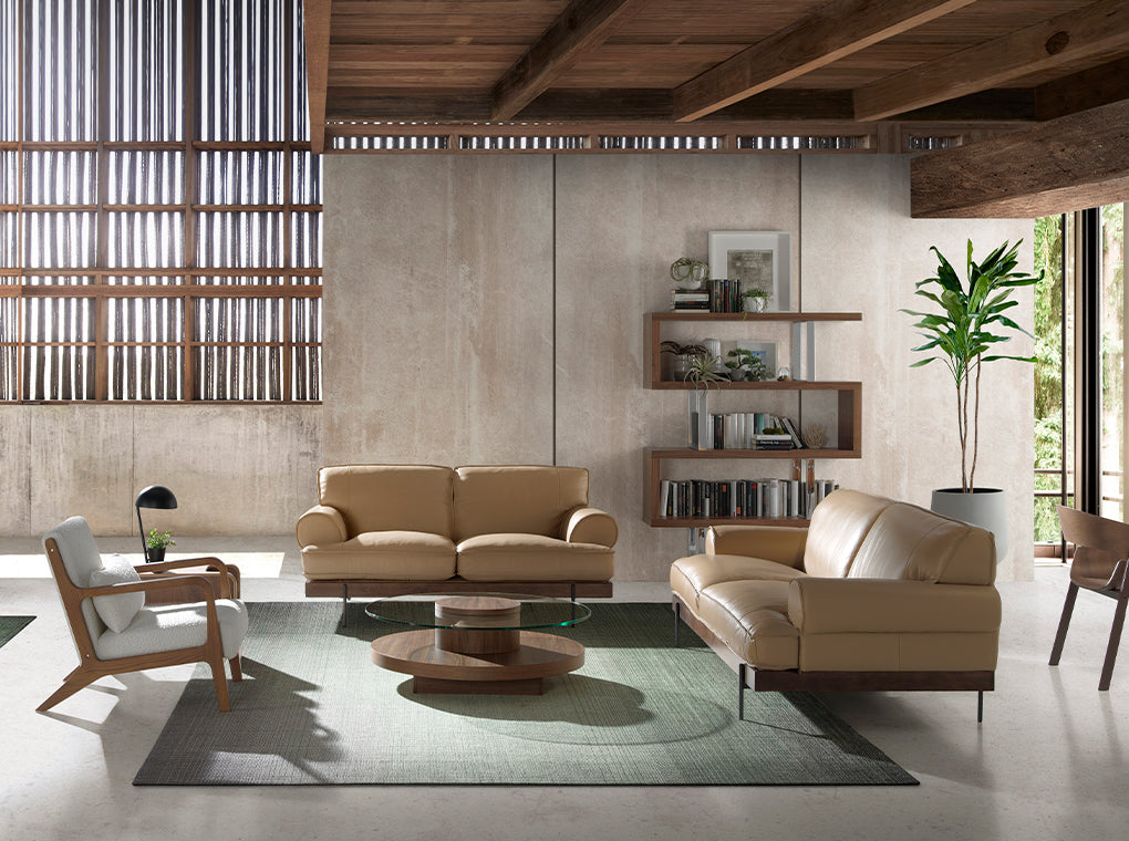 Masa de Cafea Rotunda din Nuc cu Blat din Sticla Angel Cerda