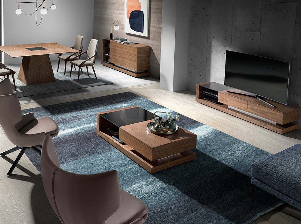 Masa de Cafea din Nuc cu Detalii de Sticla Neagra Angel Cerda