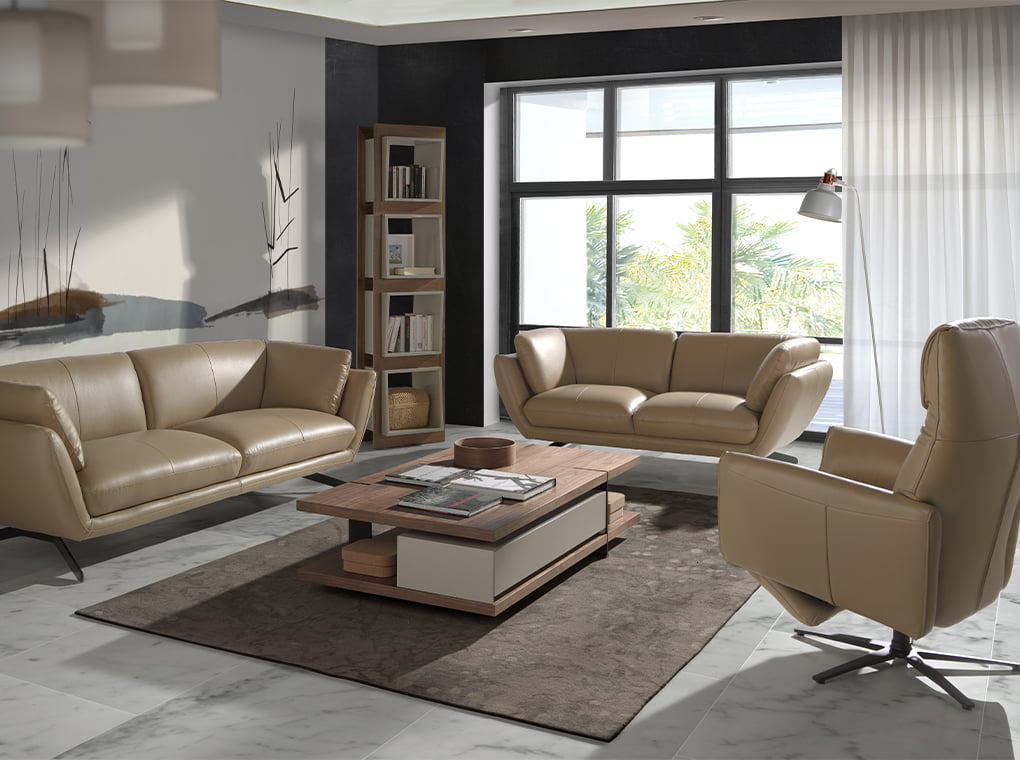 Masa de Cafea din Nuc cu Sertar Central si Structura Metalica Angel Cerda