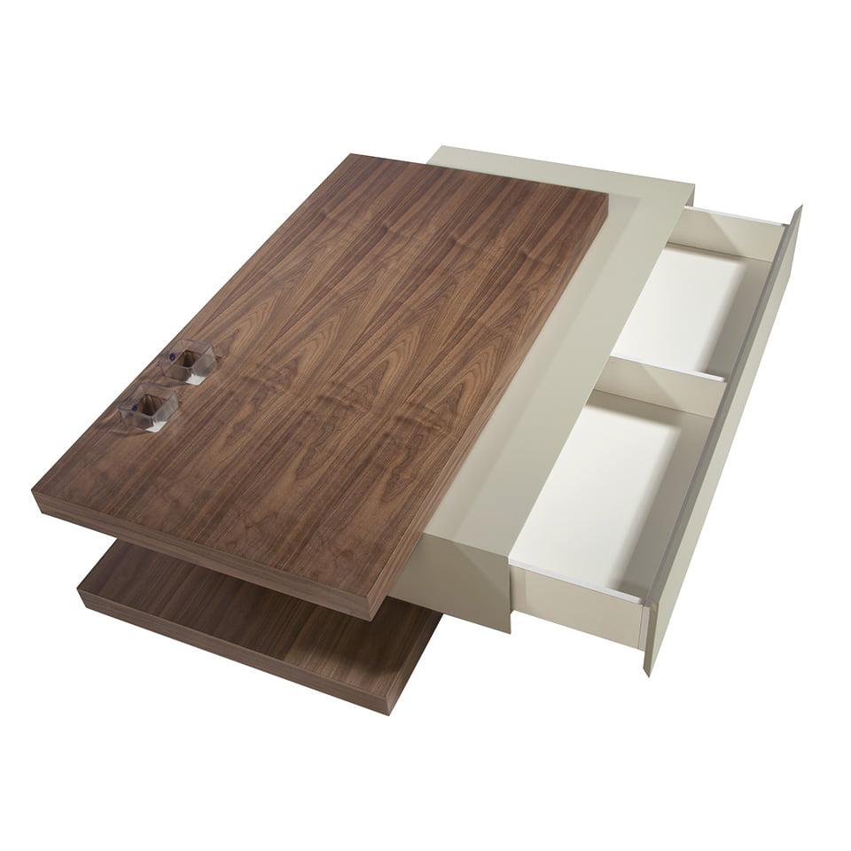 Masa de Cafea din Nuc cu Sertar Central si Vase de Sticla Angel Cerda