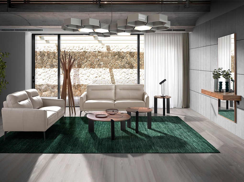 Masa de Cafea Rotunda din Furnir de Nuc si Otel Negru Angel Cerda