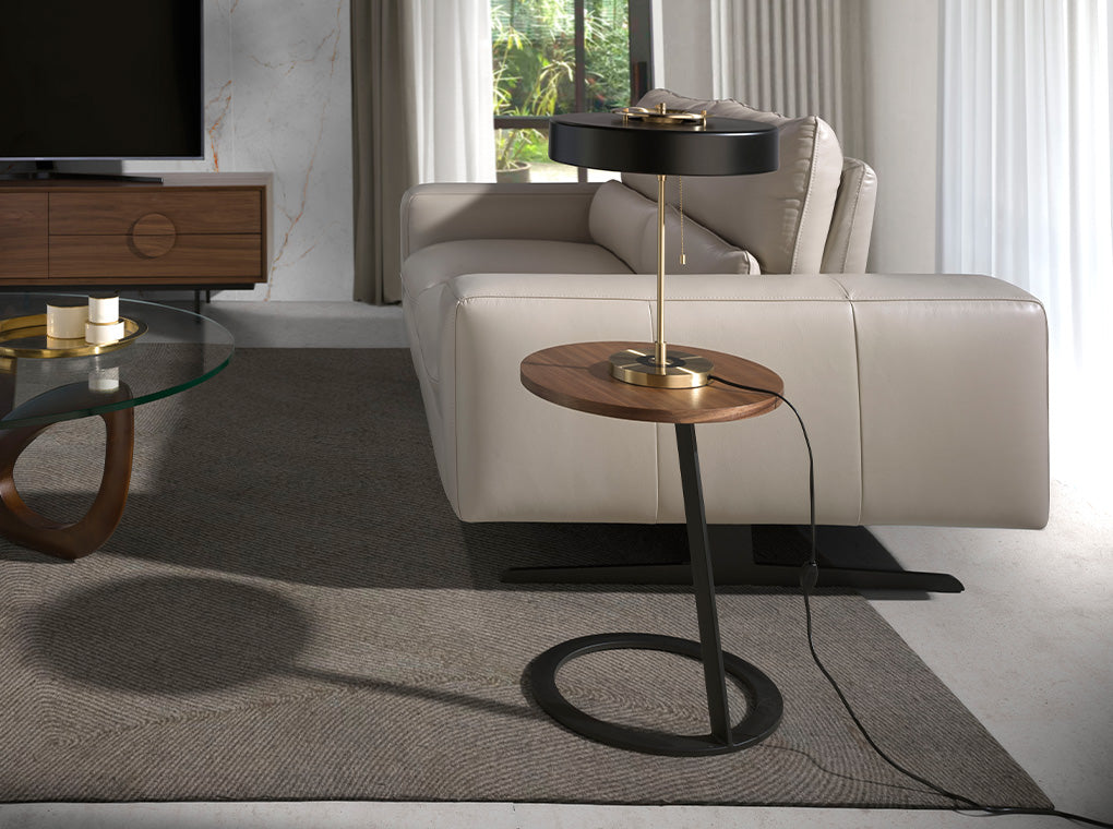 Masa Laterala din Nuc cu Suport Metalic Angel Cerda