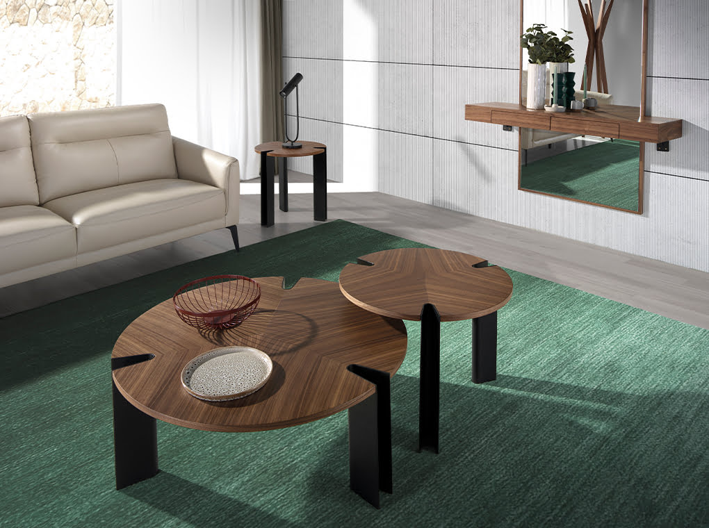 Masa Laterala din Nuc si Otel Negru Angel Cerda