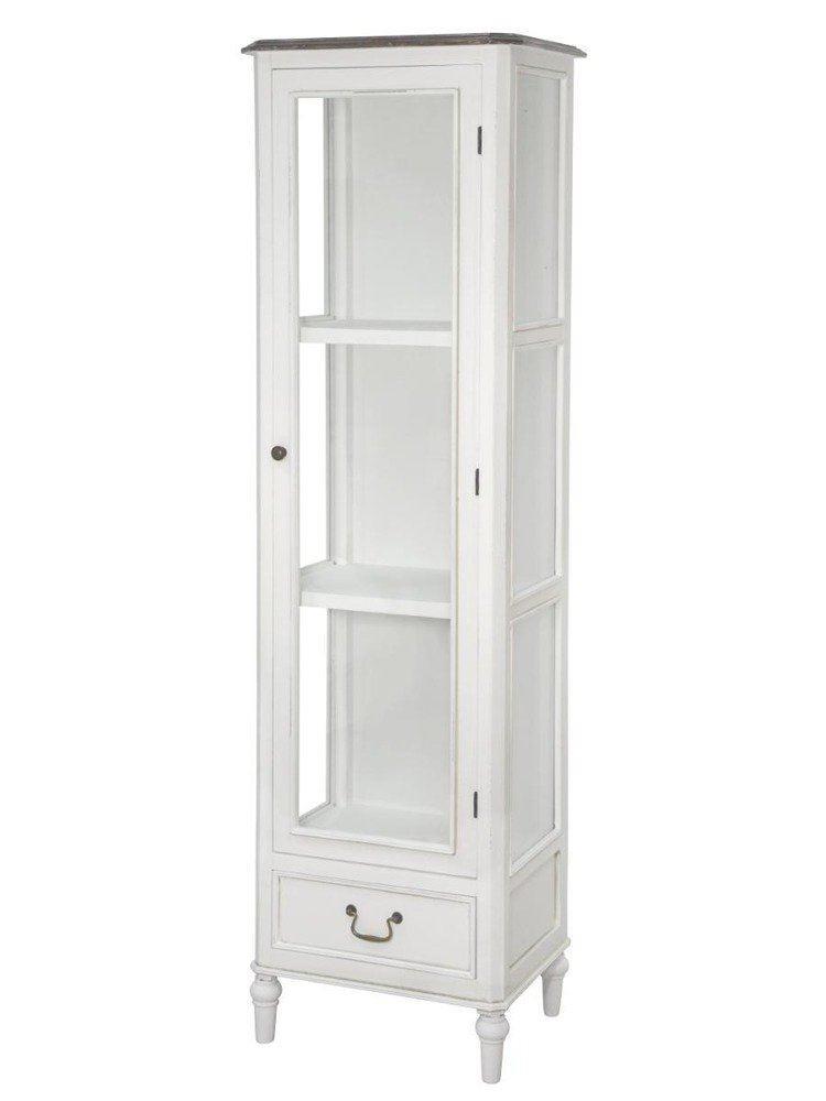 Vitrina Provensala Alba cu Coroana Inchisa si Manere Metalice Livin Hill