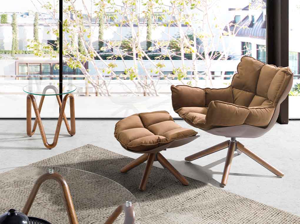 Masa Laterala Rotunda din Sticla Temperata si Nuc Angel Cerda