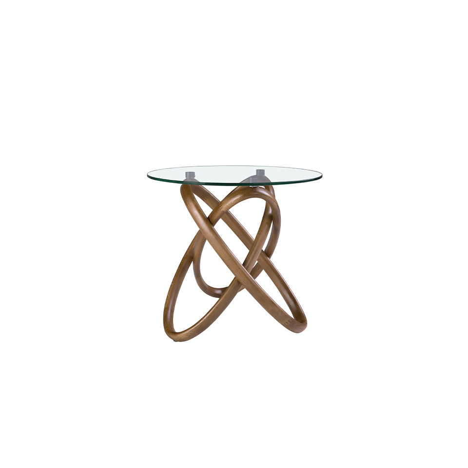 Masa Laterala Rotunda din Sticla Securizata si Lemn Nuc Angel Cerda