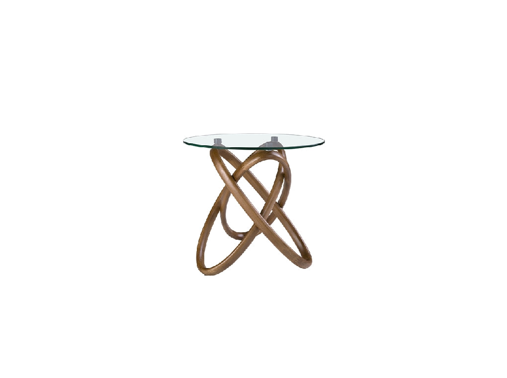 Masa Laterala Rotunda din Sticla Securizata si Lemn Nuc Angel Cerda