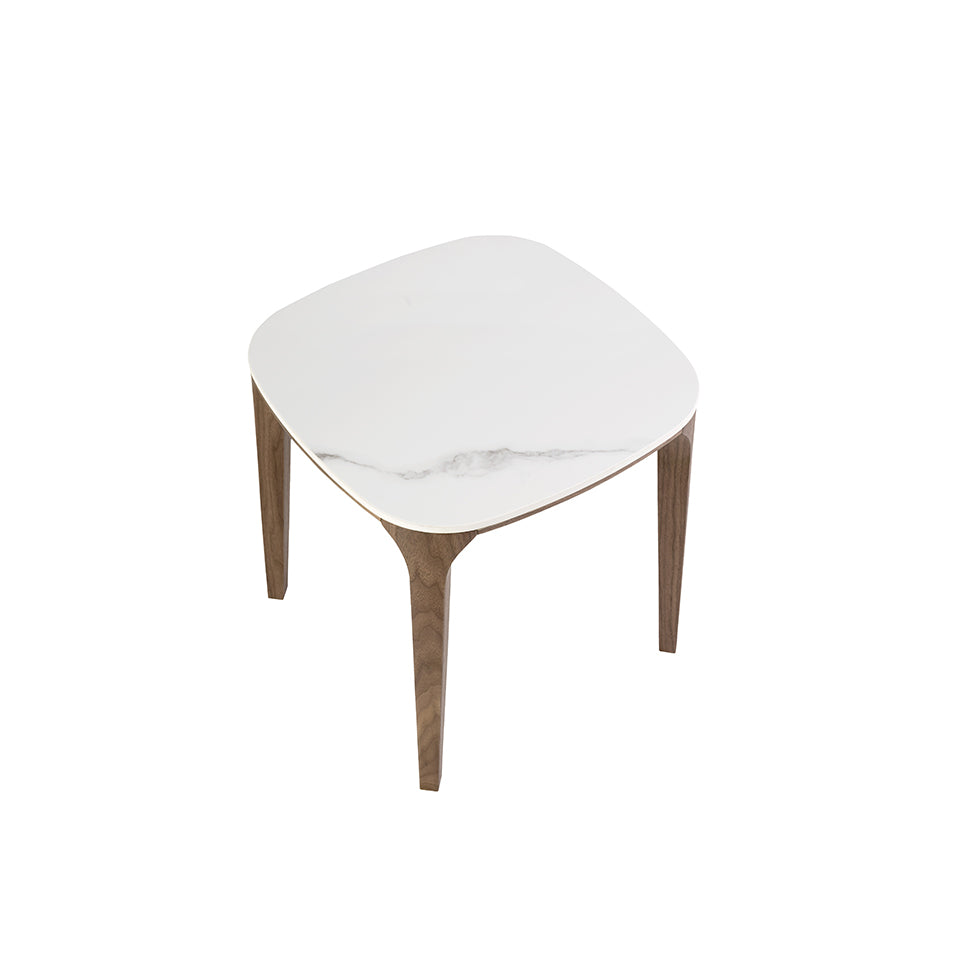 Masa Laterala din Portelan Marmorat si Nuc Angel Cerda