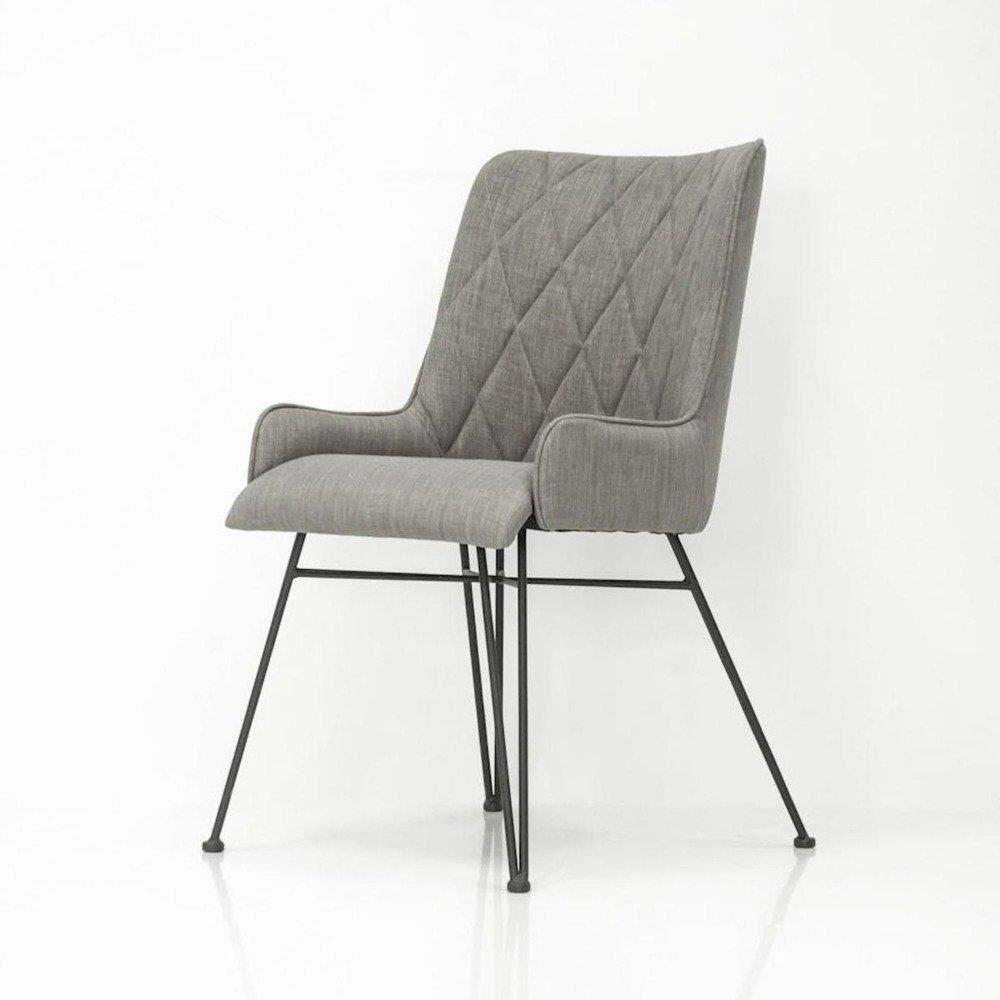 Scaun Retro Tapitat cu Picioare Metalice Gri Livin Hill