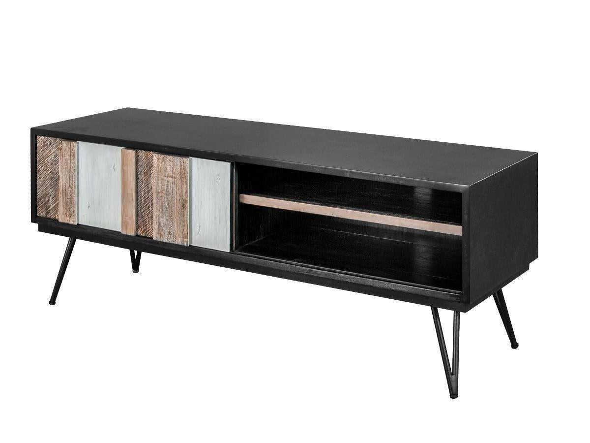 Comoda TV Retro cu Fronturi din Lemn Masiv si Picioare Metalice Livin Hill