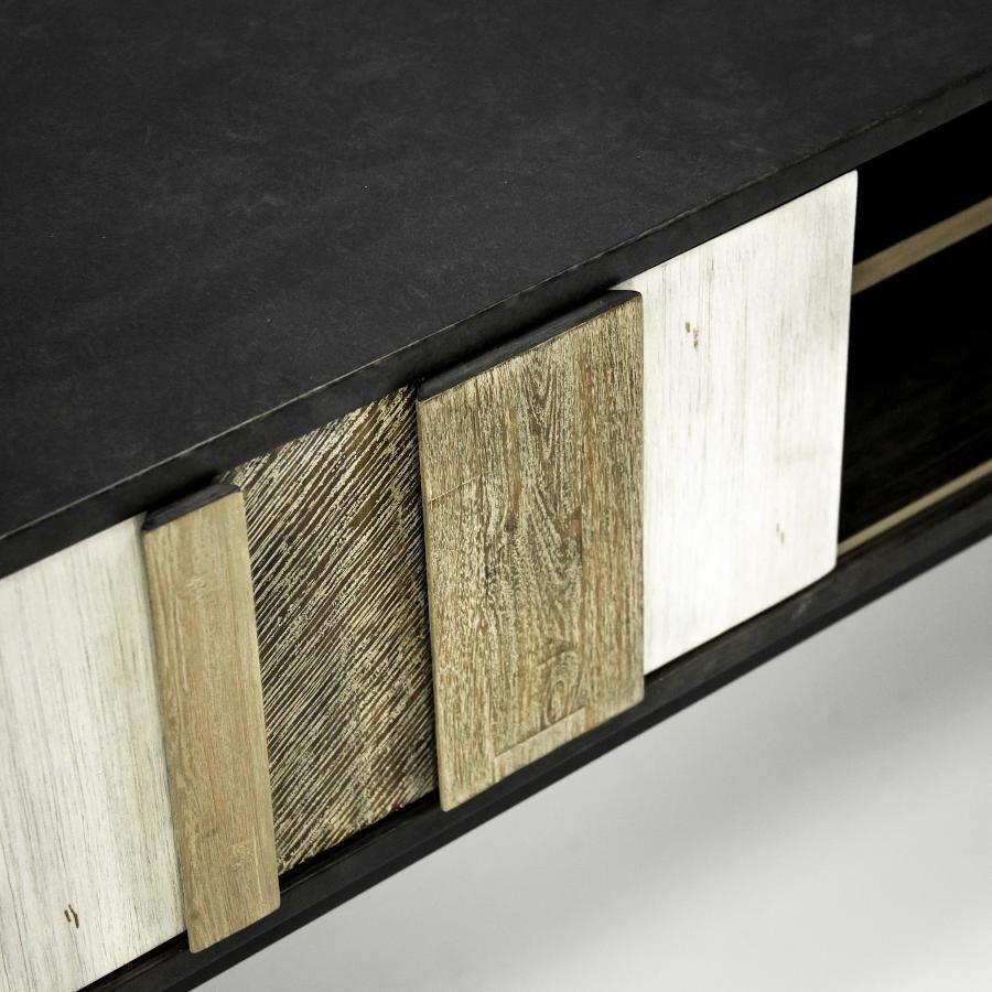 Comoda TV Retro cu Fronturi din Lemn Masiv si Picioare Metalice Livin Hill