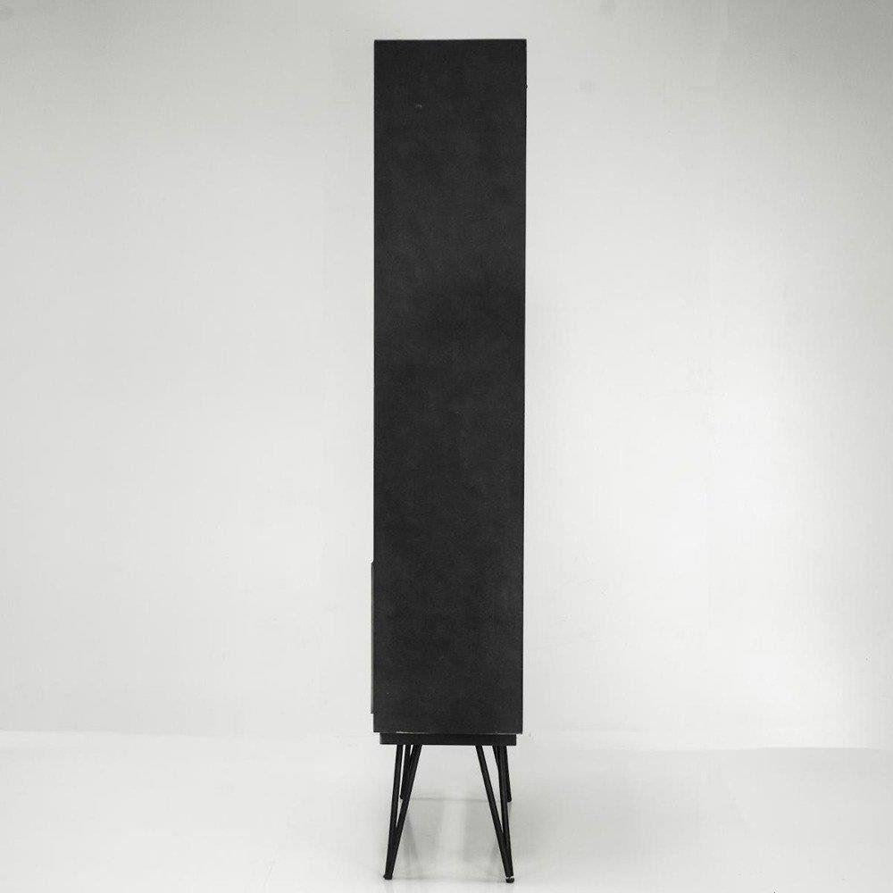 Biblioteca Retro cu Panouri din Lemn Masiv si Picioare Metalice Livin Hill